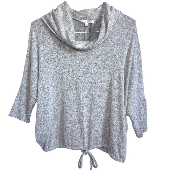 Green Envelope Gray Cowl Neck Sweater with Three-Quarter Sleeves Medium - Picture 1 of 6